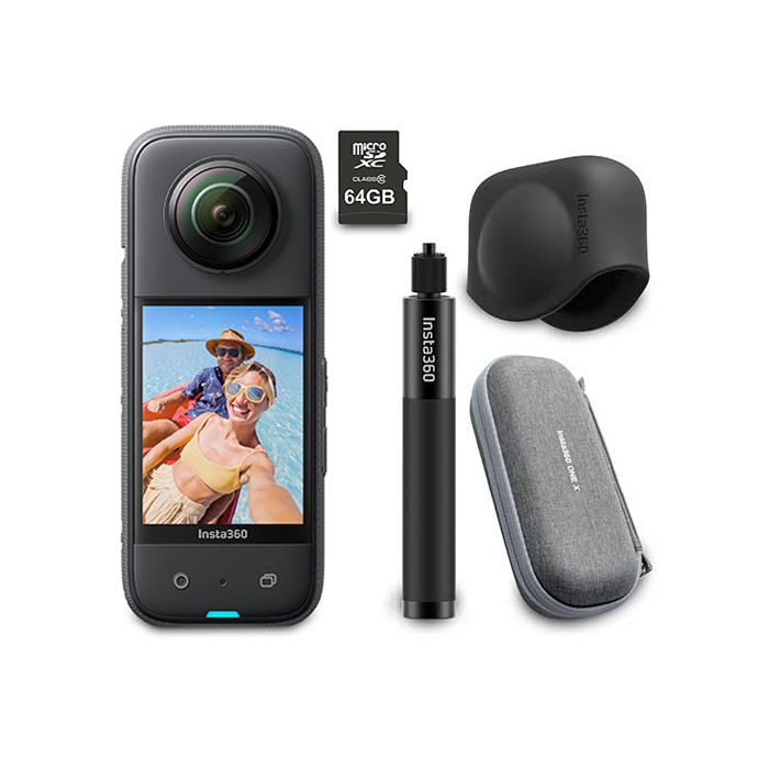 Insta360 X3 - Waterproof 360 Action Camera | 48MP Sensors | 5.7K HDR Video  | 72MP 360 Photo Bundle with SanDisk Extreme 128GB Memory, High Speed Card
