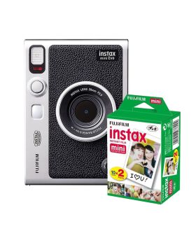 Fujifilm Instax Mini EVO Instant Film Camera & Instax Mini Film Twin Pack (Black)