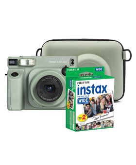 Fujifilm Instax Wide 400 Camera, Case & Twin Film Pack (Green)