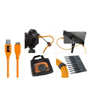 Tether Tools Starter Tethering Kit - TetherPro USB 3.0 to Micro-B 15' (4.6m) High-Visibility Orange
