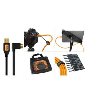 Tether Tools Starter Tethering Kit - TetherPro USB 3.0 to Micro-B Right Angle 15' (4.6m) Black