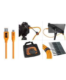 Tether Tools Starter Tethering Kit - TetherPro USB 3.0 to USB-C 15' (4.6m) High-Visibility Orange