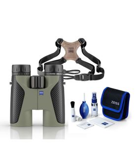 Zeiss Terra ED Velvet Green 10x42 Binoculars, Chest Harness & Cleaning Kit Bundle